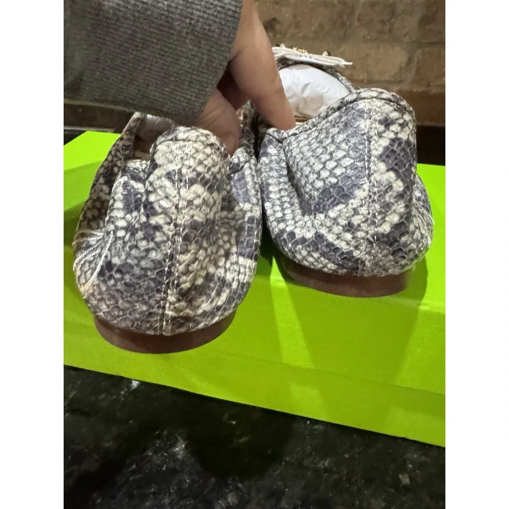 Sam Edelman Felicia Roccia Leather Snakeskin Ballet Flats Women's Size 6.5 Bow